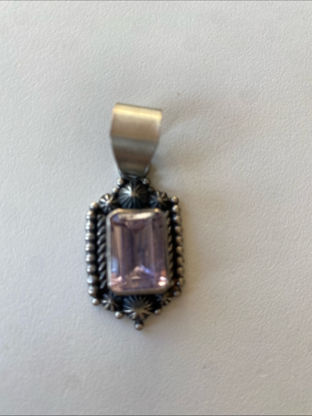 Sterling Silver Pendant with Light Purple Gemstone